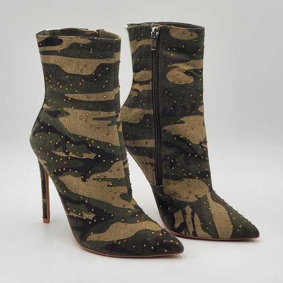 Steve Madden Rhinestone Studded Camouflage Booties - NWOT - Picture 5 of 16